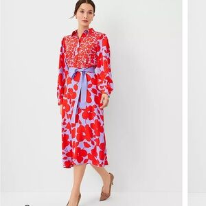 Petite Mixed floral midi shirt dress
